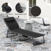 Outsunny Folding Sun Lounger with Side Table, 5-Level Adjustable Reclining Sun Lounger Chair, Portable Garden Recliner Sunbed with Side Pocket, Head Pillow for Patio, Beach, Black