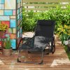 Outsunny Folding Sun Lounger with Side Table, 5-Level Adjustable Reclining Sun Lounger Chair, Portable Garden Recliner Sunbed with Side Pocket, Head Pillow for Patio, Beach, Black