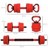 SPORTNOW 4-in-1 Adjustable Weight Dumbbells Set, Used as Barbell, Kettlebell, Push up Stand, Free Weights Set for Men and Women Home Gym Training, 20KG, Red