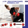 SPORTNOW 4-in-1 Adjustable Weight Dumbbells Set, Used as Barbell, Kettlebell, Push up Stand, Free Weights Set for Men and Women Home Gym Training, 20KG, Red