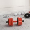SPORTNOW 4-in-1 Adjustable Weight Dumbbells Set, Used as Barbell, Kettlebell, Push up Stand, Free Weights Set for Men and Women Home Gym Training, 20KG, Red