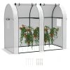Outsunny Tomato Greenhouse, Garden Growhouse with 2 Roll-up Doors and 4 Mesh Windows, Portable Indoor Outdoor Green House, 185 x 94 x 150cm, White