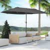 Outsunny 4.6m Garden Parasol Double-Sided Sun Umbrella Patio Market Canopy Shade Outdoor Black - NO BASE