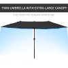 Outsunny 4.6m Garden Parasol Double-Sided Sun Umbrella Patio Market Canopy Shade Outdoor Black - NO BASE