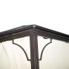Outsunny 3 x 3(m) Hardtop Gazebo Canopy with Polycarbonate Roof and Aluminium Frame, Garden Pavilion with Mosquito Netting and Curtains, Brown