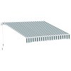 Outsunny 2.5m x 2m Garden Patio Manual Awning Canopy Sun Shade Shelter Retractable with Winding Handle Green and White