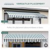Outsunny 2.5m x 2m Garden Patio Manual Awning Canopy Sun Shade Shelter Retractable with Winding Handle Green and White