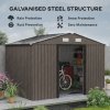 Outsunny 9 x 6ft Metal Garden Shed, Outdoor Storage Tool House with Ventilation Slots, Foundation Kit and Lockable Double Doors, Brown