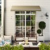Outsunny 2.5m x 2m Retractable Awning, DIY Garden Awning Canopy, Anti-UV Sun Shade Shelter with Aluminium Frame and Crank Handle, Khaki