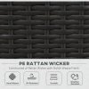 Outsunny 7 Pieces PE Rattan Garden Furniture Set with Thick Padded Cushion, Patio Garden Corner Sofa Sets with Glass Coffee Table and Pillows, Buckle Structure, Black