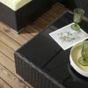 Outsunny 7 Pieces PE Rattan Garden Furniture Set with Thick Padded Cushion, Patio Garden Corner Sofa Sets with Glass Coffee Table and Pillows, Buckle Structure, Black