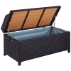 Outsunny PE Rattan Outdoor Storage Bench, Aluminium Garden Bench with Storage Underneath w/ Zipped Inner Lining, Rods for Deck, Mixed Brown