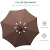 Outsunny Φ2.7m Garden 24 LED Light Parasol Solar Outdoor Tilt Sun Umbrella Patio Club Party Event Manual Sun Shade w/ Hand Crank and 8 Ribs, Brown