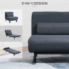 HOMCOM Linen Chair Bed, 3-in-1 Convertible Sleeper Chair with Adjustable Backrest, Pillow, for Living Room, Bedroom