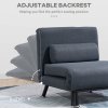 HOMCOM Linen Chair Bed, 3-in-1 Convertible Sleeper Chair with Adjustable Backrest, Pillow, for Living Room, Bedroom