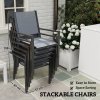 Outsunny 7 Piece Garden Dining Set, Outdoor Furniture Set with 6 Stackable Chairs and 150 cm Rectangle Table, WPC Slatted Top, Rust-Resistant Steel Frame, for Garden, Porch, Terrace
