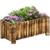 Outsunny 52L Raised Flower Bed Wooden Rectangular Planter Container Box Herb Pot Flower Pot 78L x 35W x 30H (cm)