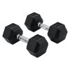HOMCOM Rubber Dumbbell Sports Hex Weights Sets Home Gym Fitness Hexagonal Dumbbells Kit Weight Lifting Exercise (2 x 10kg)