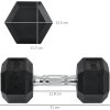 HOMCOM Rubber Dumbbell Sports Hex Weights Sets Home Gym Fitness Hexagonal Dumbbells Kit Weight Lifting Exercise (2 x 10kg)