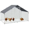 PawHut Walk In Chicken Run Galvanized Chicken Coop Hen Poultry House Cage Rabbit Hutch Pet Playpen Backyard With Water-Resist Cover, 3 x 2 x 2m