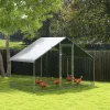PawHut Walk In Chicken Run Galvanized Chicken Coop Hen Poultry House Cage Rabbit Hutch Pet Playpen Backyard With Water-Resist Cover, 3 x 2 x 2m