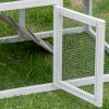 PawHut Wooden Rabbit Hutch 2 Tier Guinea Pig Cage Bunny Run w/ Sunlight Panel Roof and Slide-Out Tray - Grey