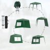 Outsunny 2.4 x 2.4m Pop Up Gazebo Canopy Tent with 2 Sidewalls and Carry Bag, Height Adjustable, UV50+ Party Tent Event Shelter for Garden, Patio, Green