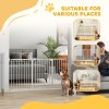 PawHut Dog Gate Stair Gate Pressure Fit Pets Barrier Auto Close for Doorway Hallway, 74-148cm Wide Adjustable, White