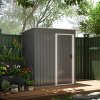 Outsunny 5 x 3ft Garden Storage Shed with Sliding Door and Sloped Roof, Lean to Outdoor Equipment Tool Shed for Garden, Light Grey