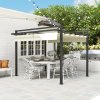 Outsunny 3 x 3(m) Pergola with Retractable Roof Canopy, Aluminium Frame Garden Gazebo Outdoor Sun Shade Shelter for Grill, Patio, Deck, Khaki