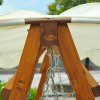Outsunny 3 Seater Garden Swing Seat with Canopy, Wooden Swing Chair, Outdoor Hammock Bench for Balcony Patio Porch, Cream White