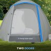 Outsunny 2 Man Camping Tent, Dome Tent with Bedroom and Living Room, 2000mm Waterproof, Portable with Bag, for Fishing Hiking Festival, Blue