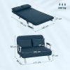 HOMCOM 2 Seater Sofa Bed, Click Clack Convertible Bed Settee, Modern Velvet Feel Fabric Sofa with 2 Cushions for Living Room, Bedroom, Guest Room, Navy Blue