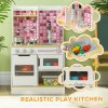 AIYAPLAY Kids Play Kitchen, Pretend Play Kitchen with Realistic Over, Stove, Sink, Kitchen Accessories, Cooking Playset with Light, Sound, for Ages 3+ Years, White