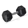 HOMCOM 15KG Single Rubber Hex Dumbbell Portable Hand Weights Dumbbell for Home Gym Workout Fitness