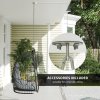 Outsunny Hanging Egg Chair, Foldable Rattan Garden Swing Chair with Installation Kit, Thickened Cushion and Headrest, Indoor Outdoor Hanging Egg Basket Seat for Patio, Porch, Dark Grey