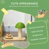 PawHut 26cm Cat Scratching Post, Mushroom-Shaped Cat Post with Toy Balls, Feather, Sisal Scratch Post for Indoor Cats - Natural tone and green
