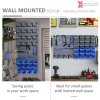 DURHAND 44 Pcs On-Wall Garage DIY Storage Unit with 28 Cubes 10 Hooks 2 Boards Screws Organisation Pegboard Tool Equipment Blue