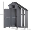 Outsunny Wooden Garden Storage Shed with 3 Shelves, Outdoor Garden Tool Storage Cabinet with Tilt Roof, Firewood Rack Log Carrier, 129 x 51.5 x 180cm, Grey