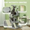 PawHut Cat Tree, 138cm Cat Tower with Sisal Scratching Posts and Pad, Bed, Condos, Platforms, Toy Balls, Anti-Tip Kit, Kitten Activity Centre for Indoor, Light Grey