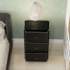 HOMCOM Chest of Drawers, 3 Drawer Fabric Dresser with PU Leather Surface, Steel Frame, Storage Organizer Unit for Bedroom, Living Room, Hallway, Closet, Easy to Assemble, Black
