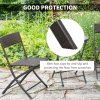Outsunny 3 Pieces Rattan Bistro Set, Wicker Folding Garden Furniture Set with Round Glass Top Coffee Table and Chairs for Outdoor, Patio, Balcony, Brown