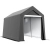 Outsunny 2.1 x 3.6 (m) Garden Storage Tent, Portable Shed with Heavy Duty Galvanised Steel Frame, Ventilation Window, Roll-up Zipper Door, for Bike, Motorbike, Garden Tools, Dark Grey