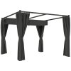 Outsunny 3 x 3(m) Pergola with Retractable Roof Canopy and Curtains, Metal Frame Garden Gazebo Outdoor Sun Shade Shelter for Grill, Patio, Deck, Charcoal Grey