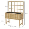 Outsunny Wooden Raised Planter with Trellis for Vine Climbing Plants, Elevated Garden Bed with Drainage Holes and Bed Liner for Vegetables, Flowers, Herbs, 105 x 45 x 140cm, Natural