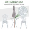Outsunny 3 Pieces Antique Garden Bistro Set for 2, Cast Aluminium Garden Furniture Set with Umbrella Hole for Balcony, Porch, Patio, White