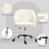 HOMCOM Office Chair, Teddy Fleece Swivel Computer Desk Chair, Makeup Vanity Seat with Adjustable Height for Home Study Bedroom, Cream White