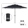 Outsunny 2.6 m Garden Parasol with Solar LED Lights, 3-Tier Patio Umbrella Outdoor with Tilt Mechanism & Crank Handle, UPF 30+, Table Umbrella for Market Terrace, Dark Grey