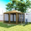 Outsunny 3 x 3m Pop Up Gazebo, 420D Garden Tent Canopy with Removable Mesh Sidewall Netting, Carry Bag for Garden Patio Outdoor, Khaki