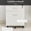 Vinsetto 2-Drawer Locking Office Filing Cabinet w/ 5 Wheels Rolling Storage Hanging A4 Cupboard Home Organisation White Wood Grain